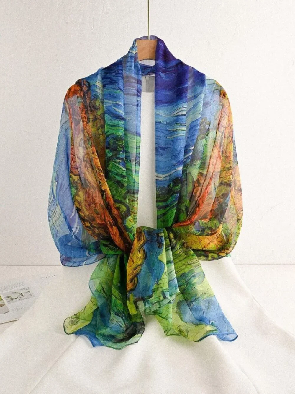 Luxurious 100% Mulberry Silk Floral Scarf Wrap - Lightweight 69'' x 43'' Shawl